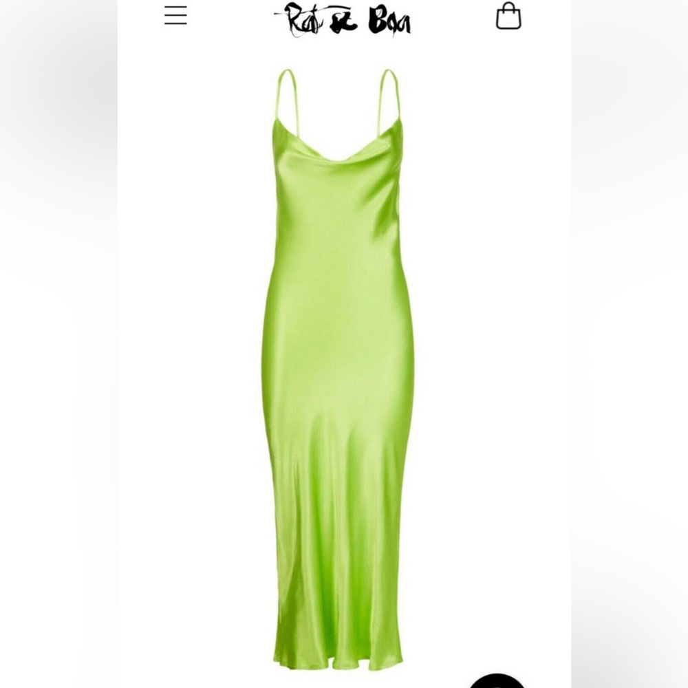 Rat and Boa Lime Green Satin Slip Dress size XXS
